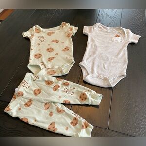 Adorable Cookie Themed Baby Onesie and Pants Set